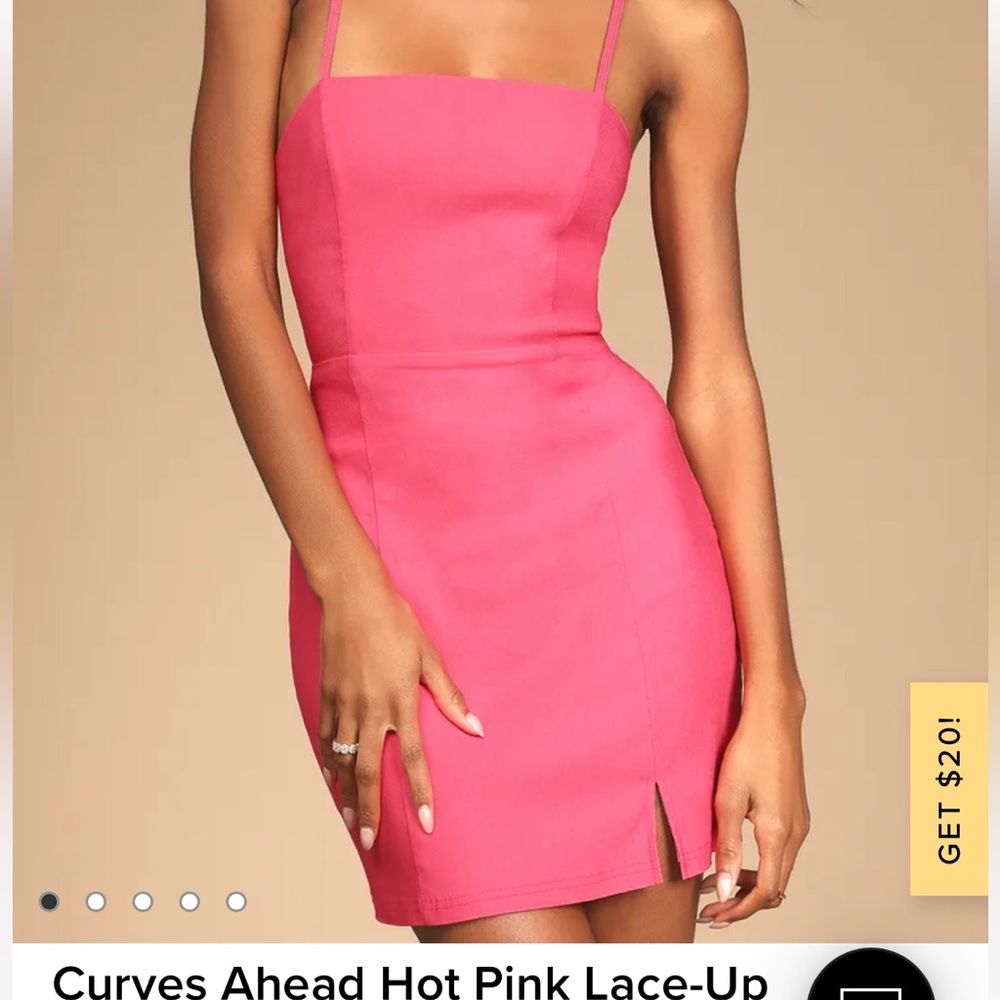 Lulus Hot pink lace up bodycon mini dress NWOT